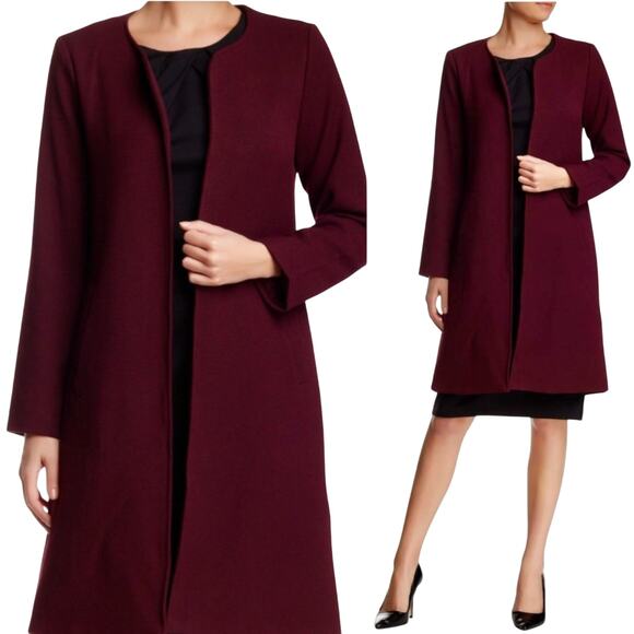 Nordstrom NWT Harlowe & Graham Purple/Wine Red Overcoat Open Jacket – Small - Picture 1 of 10